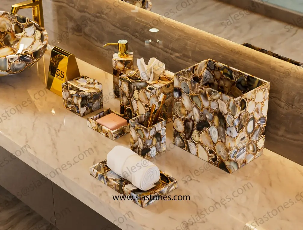 Yellow Agate Bath Accessories Set