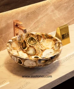Yellow Agate Round Wash Basin